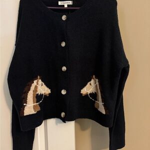 Vigoss Navy Cardigan with Horse Design